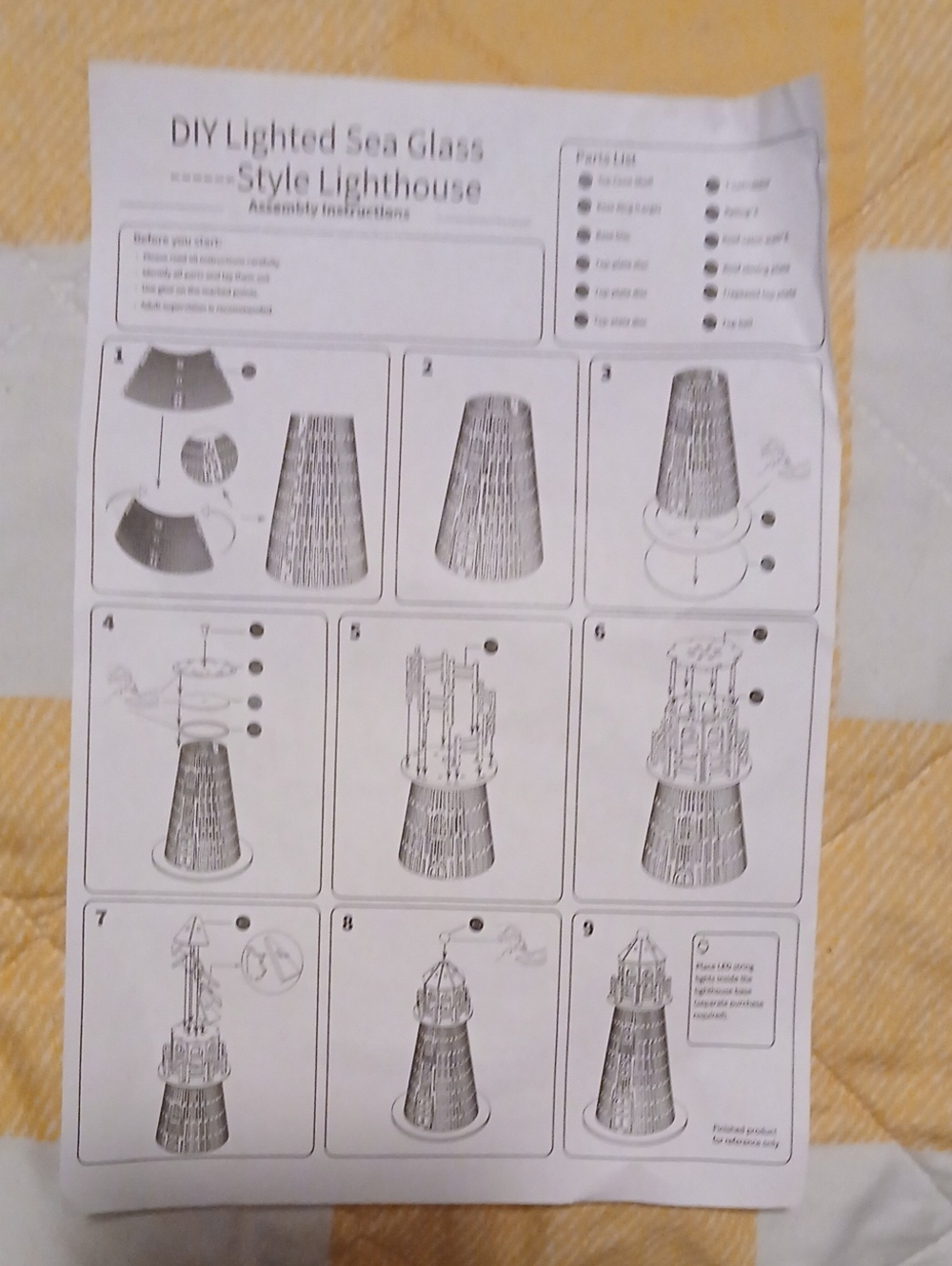 DIY Lighted Sea Glass Style Lighthouse - White